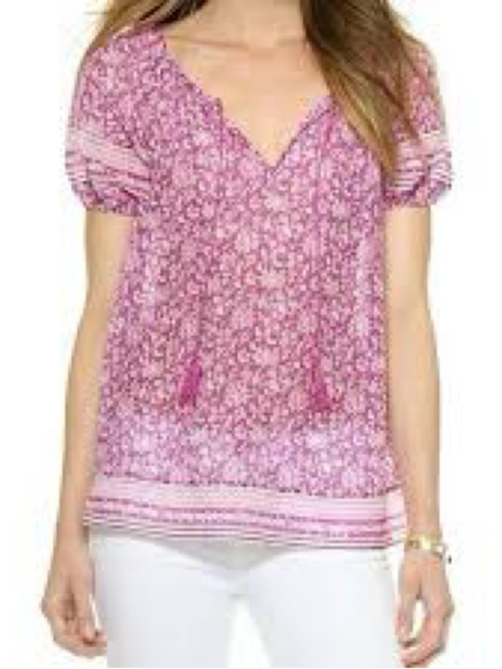 Joie Tanger Veberna Purple Floral Sheer Silk Blend Top Small S